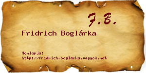 Fridrich Boglárka névjegykártya